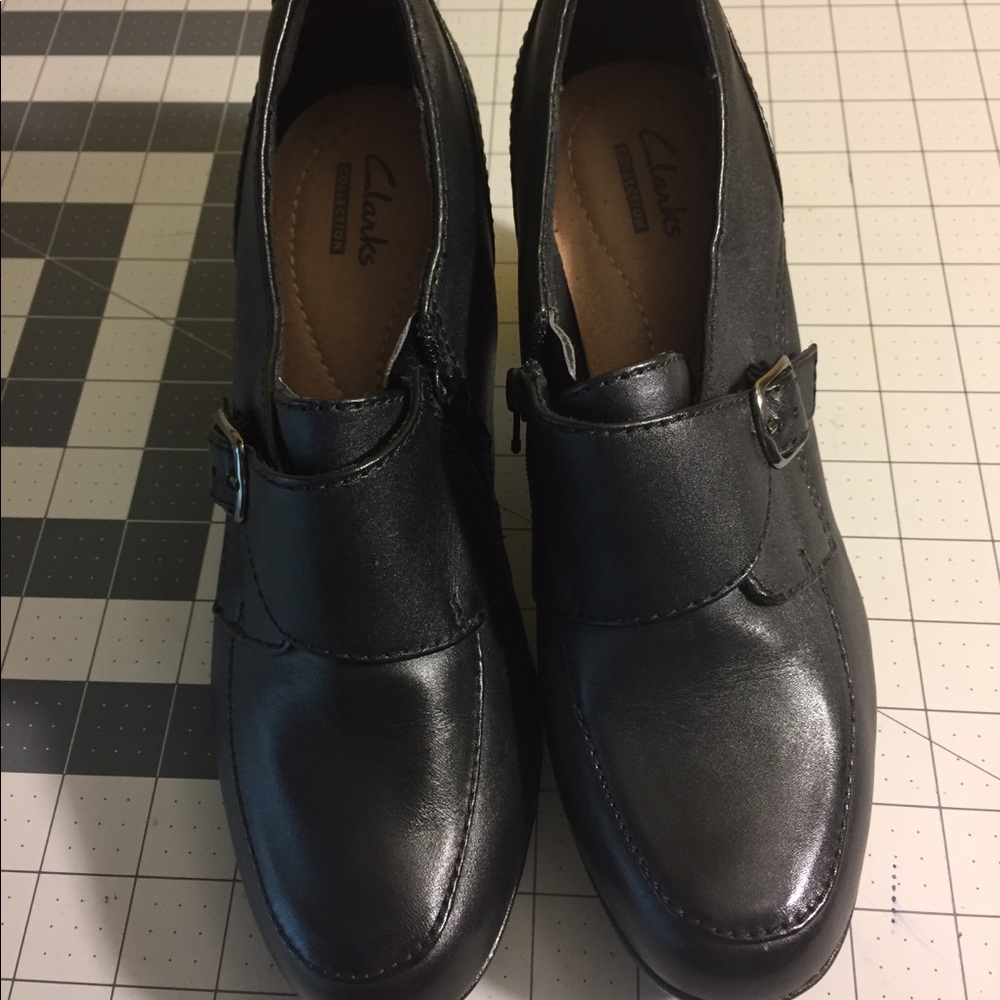 Clarks Black Leather Heels